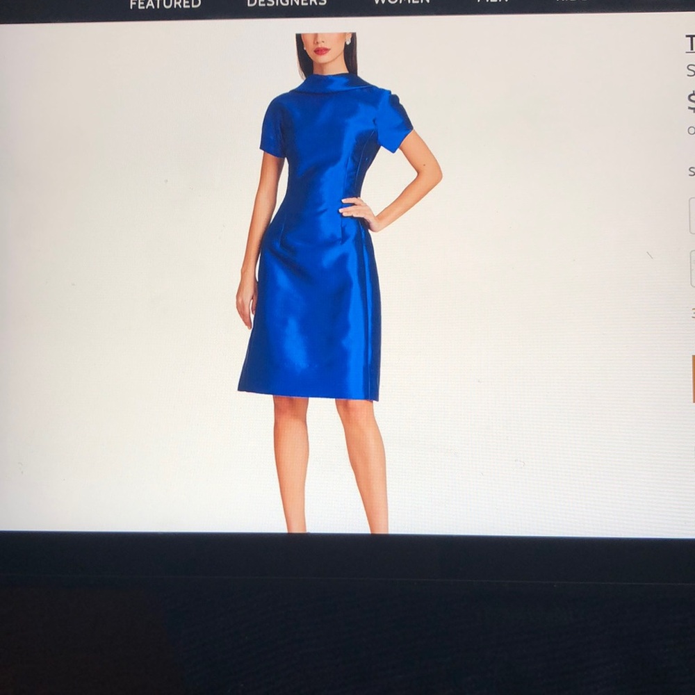 Teri Jon Roll-Neck Gazar A line dress